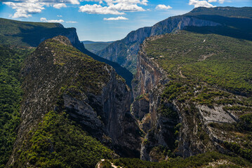 Naklejka premium Beautiful landscape in the Verdon Canyon in France. Rocks and trees in the Verdon canyon.