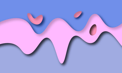 Abstract colorful paper cut layers background. Purple abstract paper cut slime background. Banner with slime abstract background with pink paper cut waves. Vector illustration.