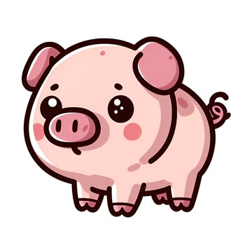 Sticker with the image of a fun cartoon pig