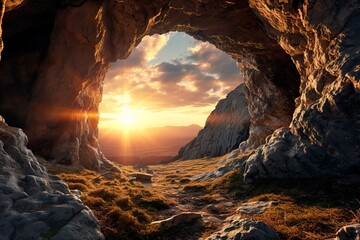 Resurrection Radiance: Christian Easter Background, 'He Has Risen - obrazy, fototapety, plakaty