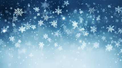 Fototapeta premium Beautiful winter Christmas glowing background with falling snowflakes, winter background