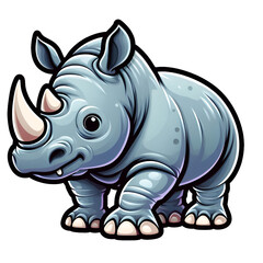 Fototapeta premium Sticker with the image of a cartoon rhinoceros