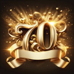 Luxurious 70th Birthday Celebration Graphic with Copyspace