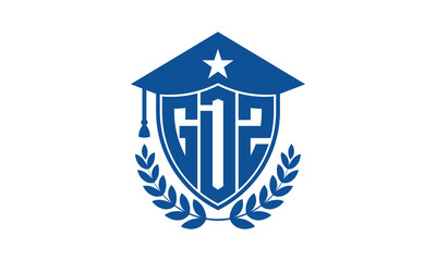 GDZ three letter iconic academic logo design vector template. monogram, abstract, school, college, university, graduation cap symbol logo, shield, model, institute, educational, coaching canter, tech