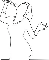 continuous line of young woman singing