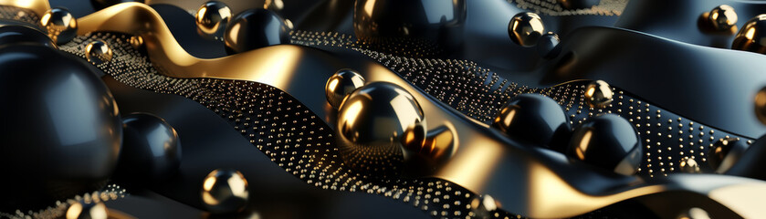 Abstract Background 3d, Black and Gold Wallpaper Banner