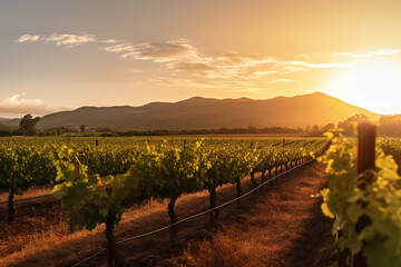 Vineyard at Sunset.