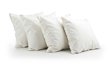 Fototapeta na wymiar collection of various white pillows on white background.