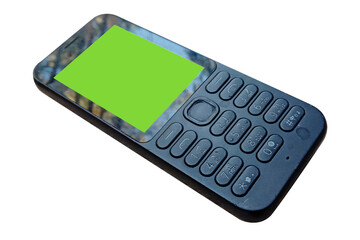 Old cell phone with green screen