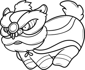 cute traditional chinese lion dance cartoon outline