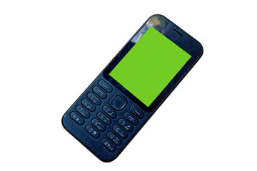 Old cell phone with green screen