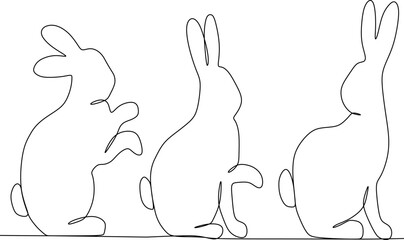 continuous line simple simple rabbit set