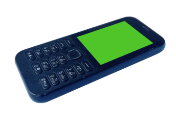 Old cell phone with green screen