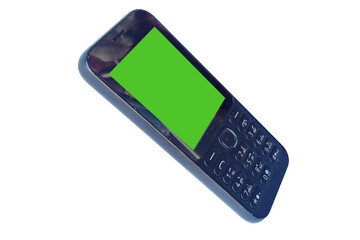 Old cell phone with green screen