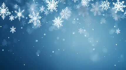 Beautiful winter Christmas glowing background with falling snowflakes, winter background