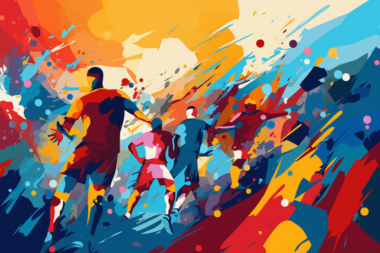 Abstract colored illustration of football game