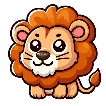 Sticker with the image of a cartoon fun lion