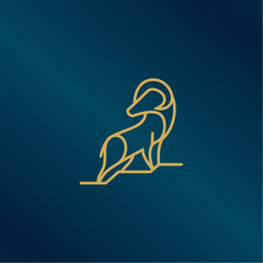 Head goat line logo icon design template flat vector