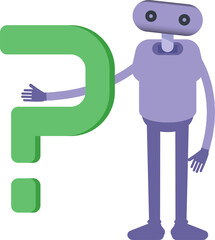 Fototapeta premium Robot Character and Question Mark 