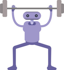 Robot Character Lifting Barbell
