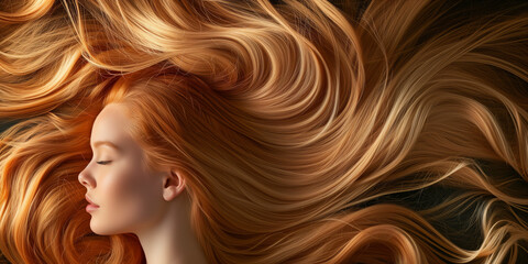 Woman with beautiful glowing hair in studio shot 