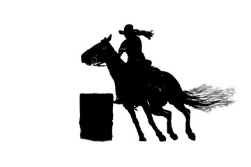 silhouette of woman rider at a rodeo