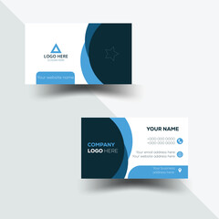  A Double-sided Company Modern creative Blue Horizontal and vertical layout. Vector illustration Business card template