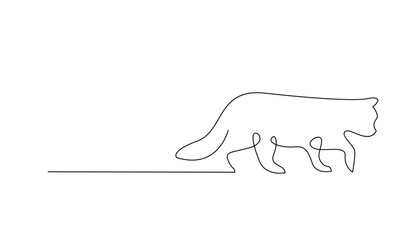 Continuous line drawing of cat on white background