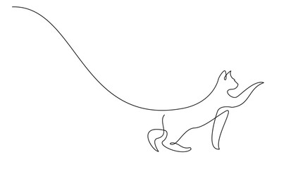 Continuous line drawing of cat on white background
