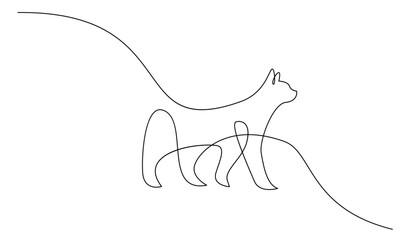 Continuous line drawing of cat on white background