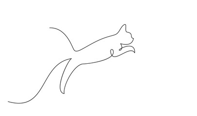 Continuous line drawing of cat on white background