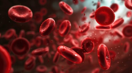 Red blood cells flowing in a vessel