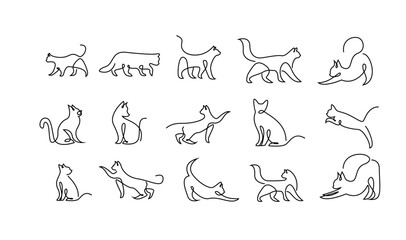 Continuous line drawing of cat on white background