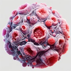 Microscopic View of Cancer Cells Amidst Healthy Tissue