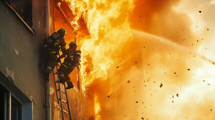 In to the fire, Firefighter searches for possible survivors