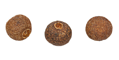 Set aromatic allspice isolated on white, macro