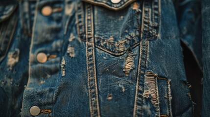 Recycling Old Jeans, Denim Upcycling Ideas, Repurposing Reusing Old Jeans cloth. Close up of recycled customized denim jackets