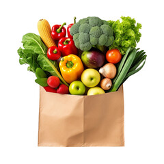 bag with groceries isolated