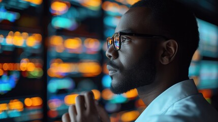 An African American man presenting the result of an algorithmic auditing and discussing algorithmic impact assessment results. Generative AI.