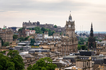 Fototapeta na wymiar Aerial view of the town and castle of Edinburgh