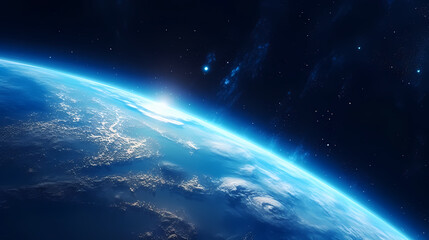 Obraz premium Earth in the cosmic sky, abstract space background of a planet in the universe