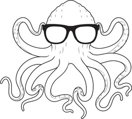 Octopus Sunglasses Animal Vector Graphic Art Illustration