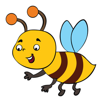 A bee cartoon smiling illus