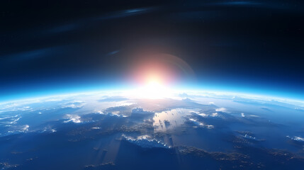 Fototapeta premium Earth in the cosmic sky, abstract space background of a planet in the universe
