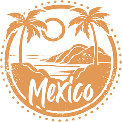 Mexico Vintage Vacation Travel Stamp