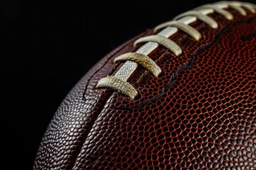 Close-Up of American Football Texture and Laces