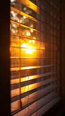 Visible light from the sun penetrating the window blinds