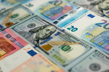 Obraz na płótnie Canvas Background made of dollar and euro banknotes