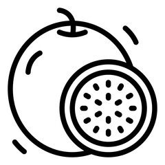 Passion Fruit Simple Line Icon Logo Symbol