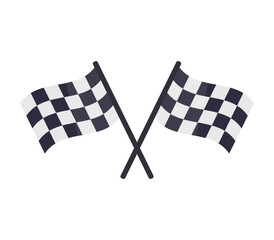 Two checkered racing flags isolated on a white background
